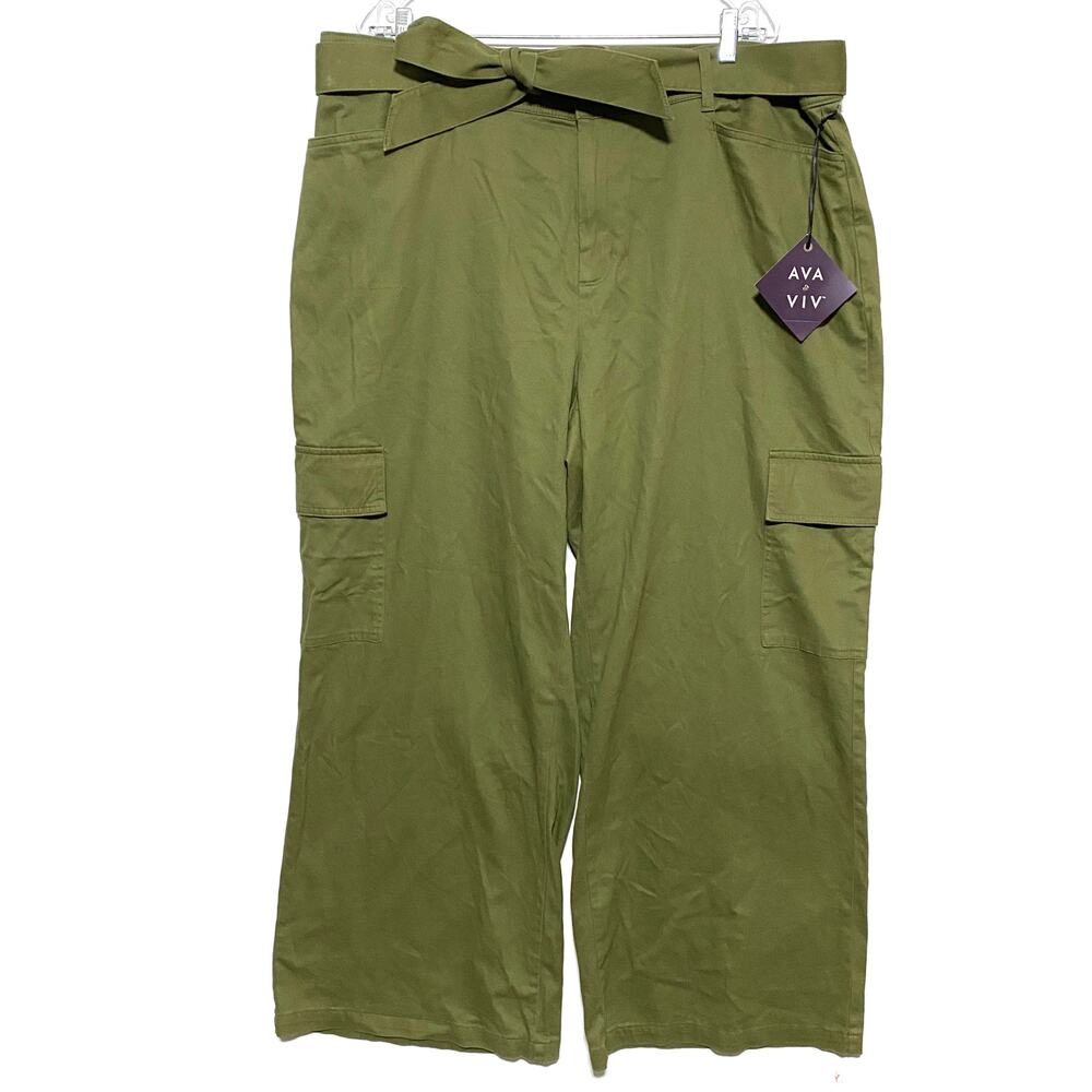 Ava & Viv Olive Green Wide-Leg Pants